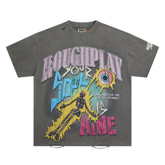 Rough Play T Shirts RoughPlay White Ink Direct Injection Hot Diamond Pure Cotton Street