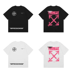 Off-White Hot Pink Arrow Cross Print Short Sleeve T-Shirt
