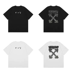 Off-White F-7 Text Textured Arrow Cross Print Short Sleeve T-Shirt
