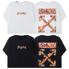 Off-White Autumn Leaf Arrow Cross Print Short Sleeve T-Shirt