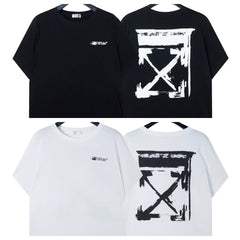 Off-White Brushstroke Arrow Cross Print Short Sleeve T-Shirt