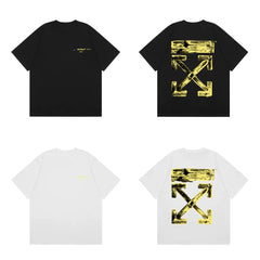 Off-White Gold Foil Arrow Cross Print Short Sleeve T-Shirt