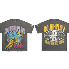 Rough Play T Shirts RoughPlay White Ink Direct Injection Hot Diamond Pure Cotton Street