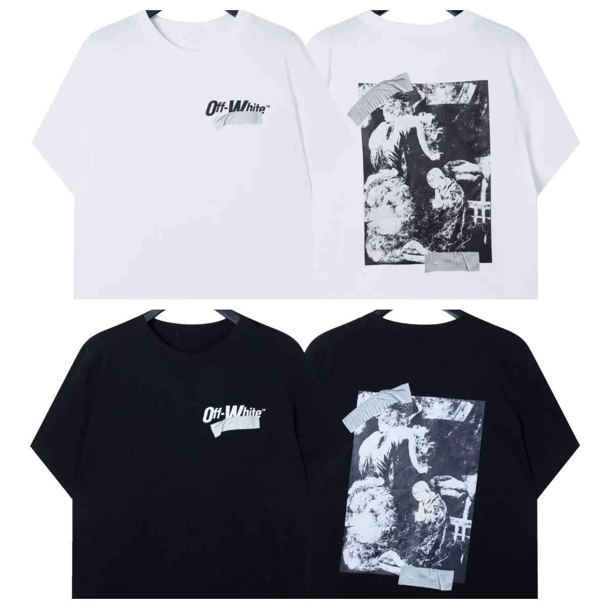 Off-White Vintage Portrait Art Graphic Short Sleeve T-Shirt