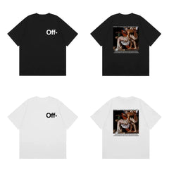 Off-White Off. Text Oil Painting Arrow Cross Print Short Sleeve T-Shirt