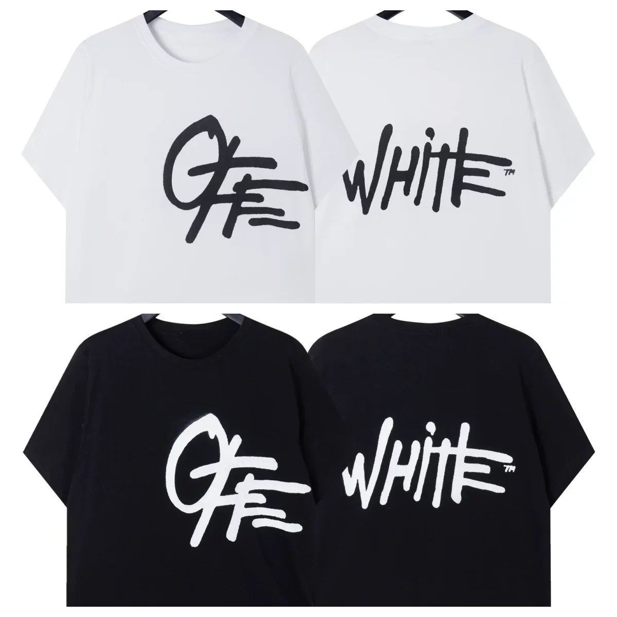 Off-White Cursive Script Arrow Logo Short Sleeve T-Shirt