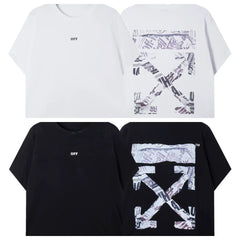 Off-White Marble Cross Arrow Graphic Short Sleeve T-Shirt