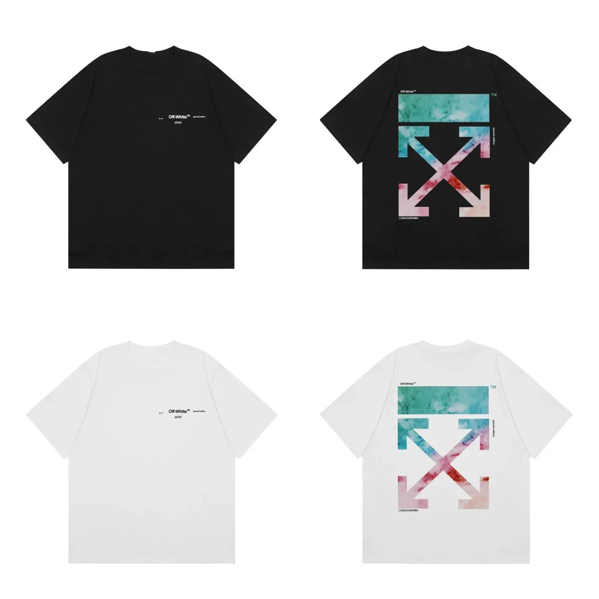 Off-White Multicolor Gradient Arrow Cross Print Short Sleeve T-Shirt