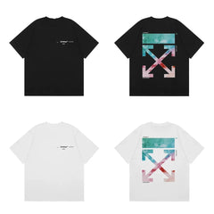 Off-White Multicolor Gradient Arrow Cross Print Short Sleeve T-Shirt