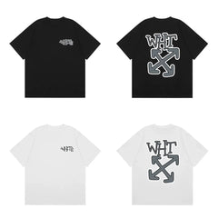 Off-White WHT Letter Grey Arrow Cross Print Short Sleeve T-Shirt