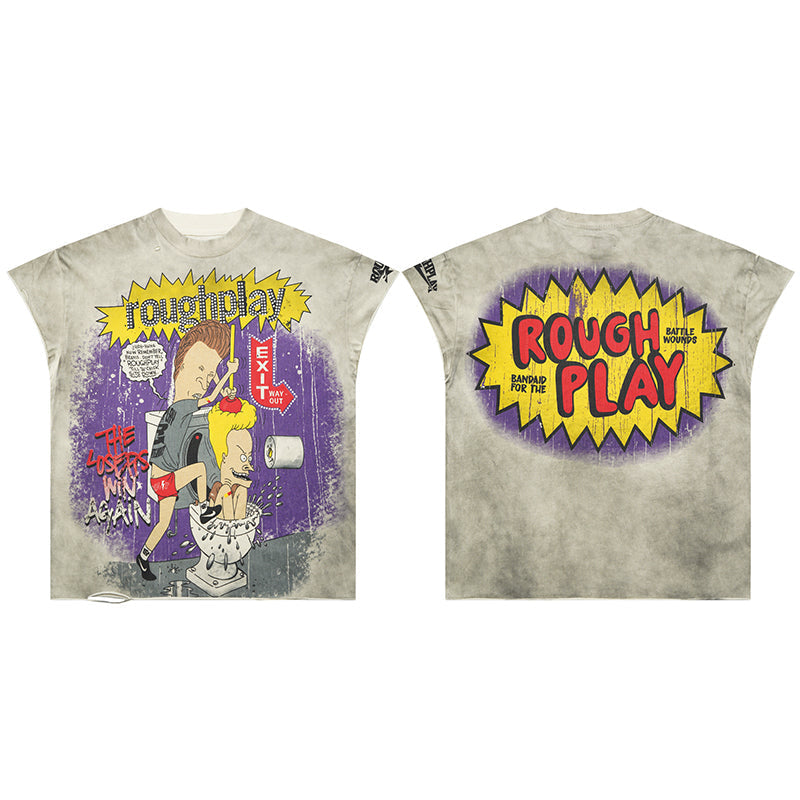 Rough Play T Shirts RoughPlay Skateboard T-Shirt with rhinestones